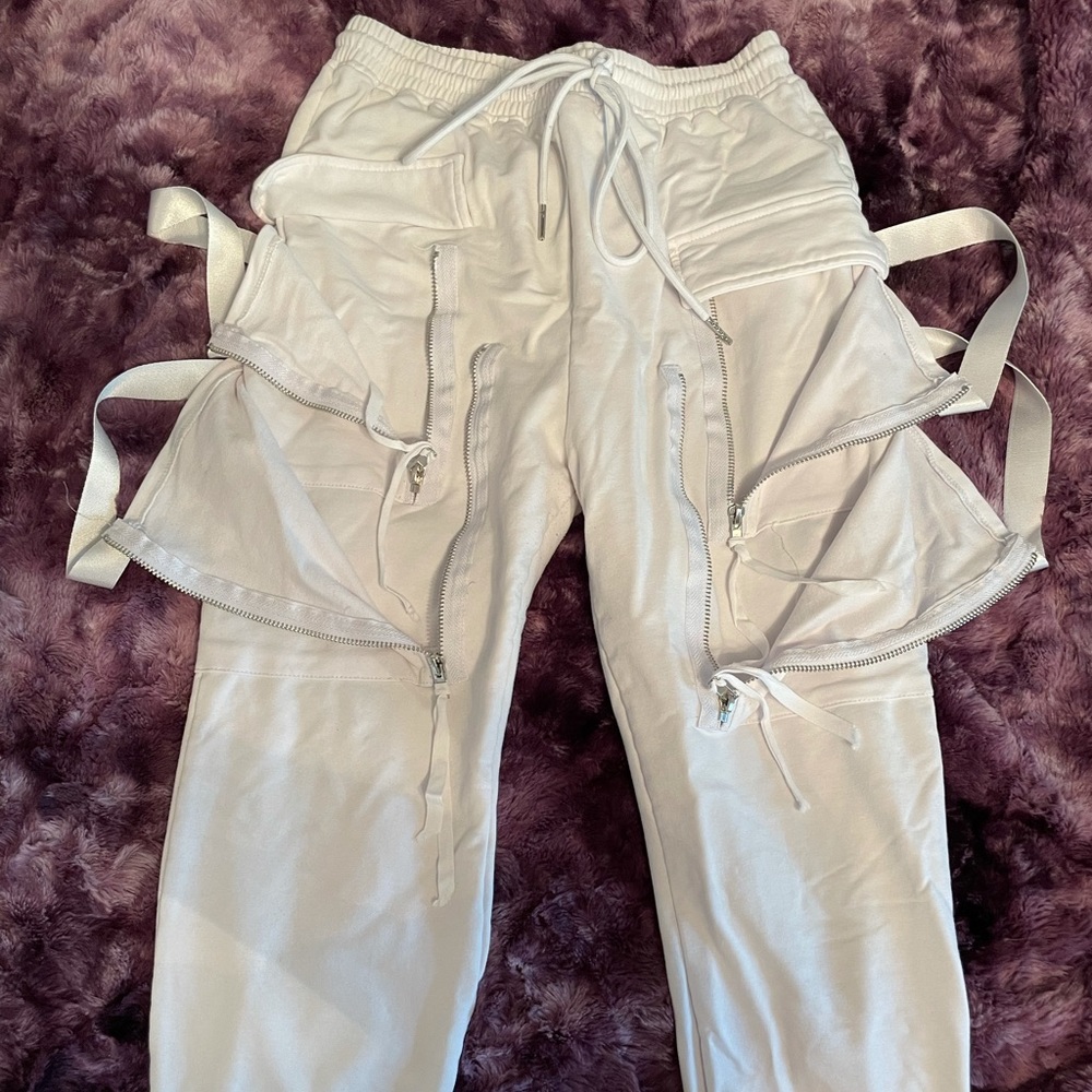 White fashion nova joggers